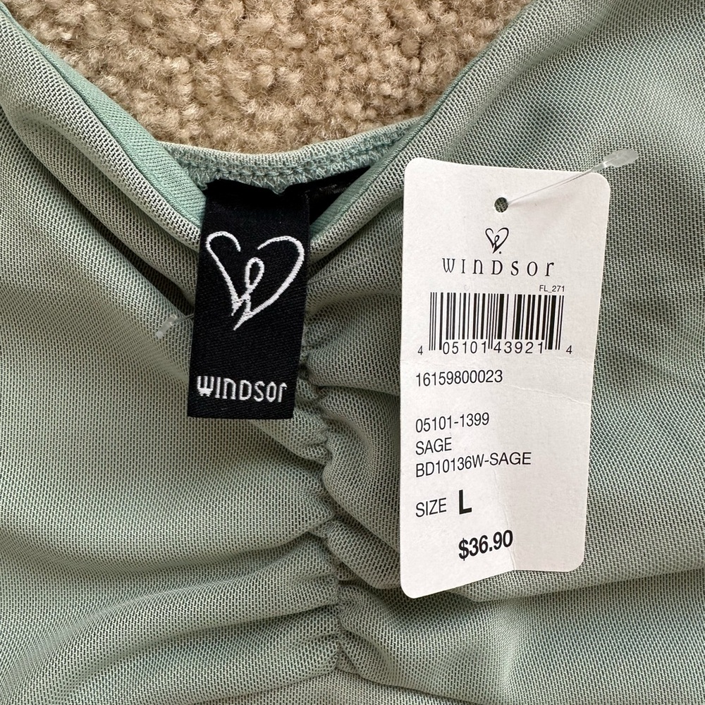 Windsor Sage Mint Ruched Mini Bodycon Dress Homecoming Sweetheart Large 8 10 - Picture 3 of 4